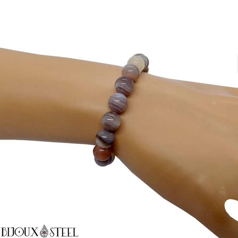Bracelet en perles d'agate du Botswana 8mm