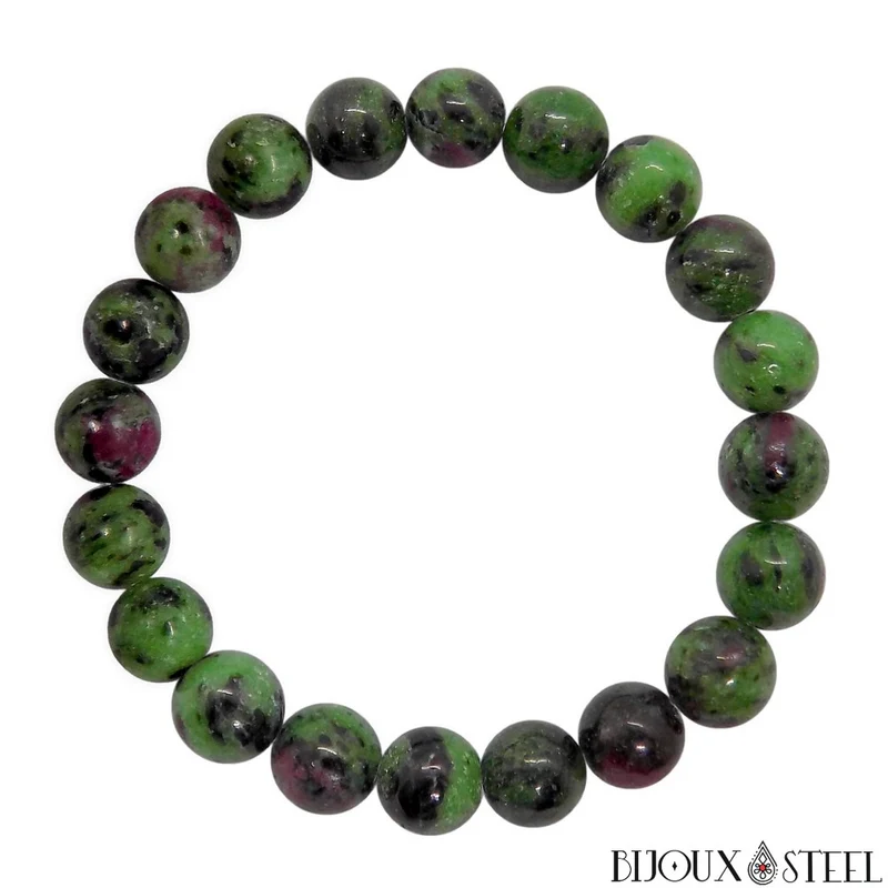Bracelet en perles de rubis zoïsite 10mm