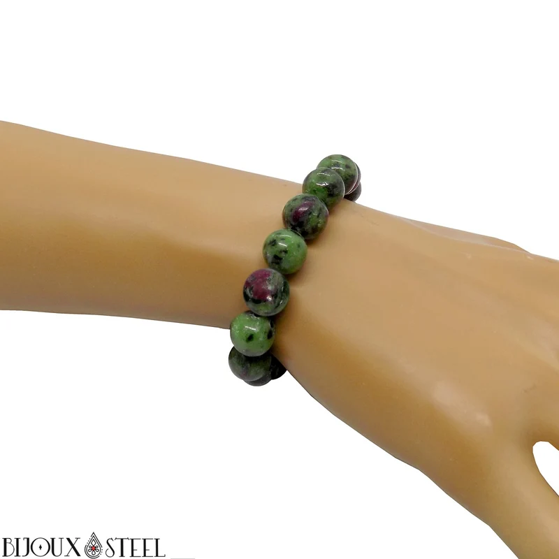 Bracelet en perles de rubis zoïsite 10mm