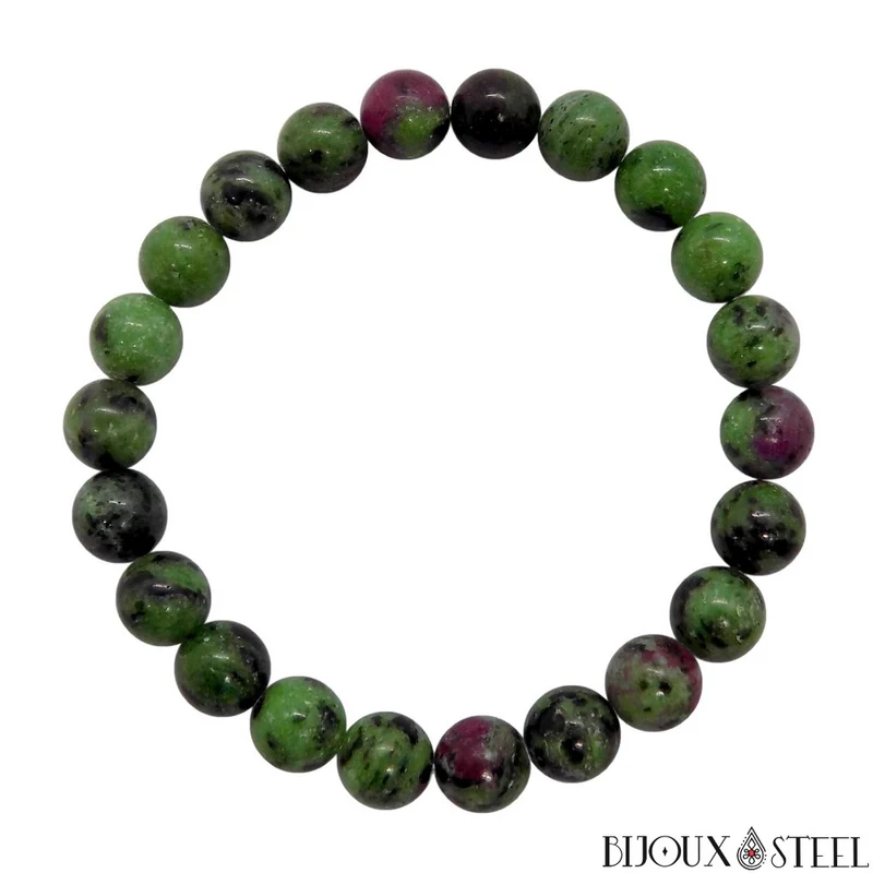 Bracelet en perles de rubis zoïsite 8mm