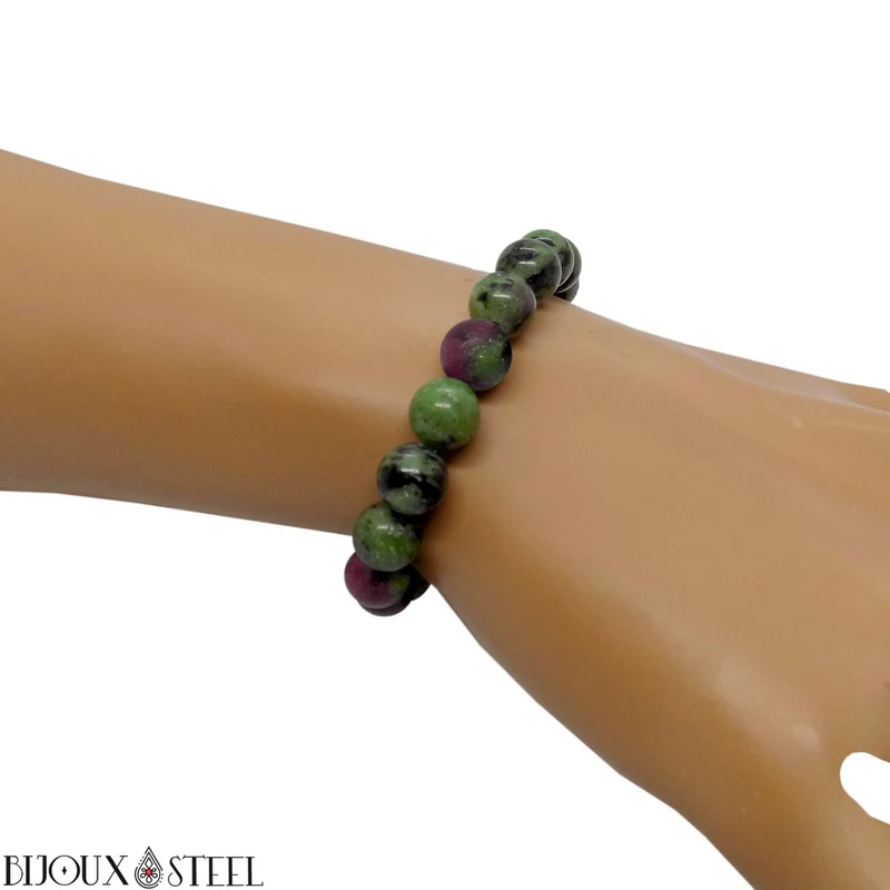 Bracelet en perles de rubis zoïsite 8mm