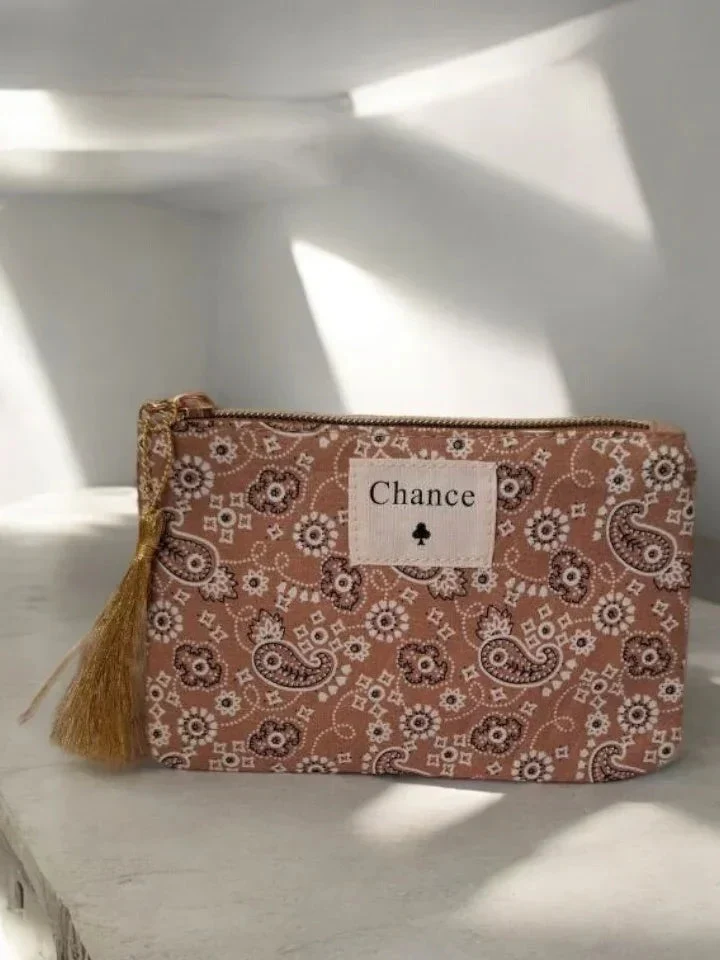 Pochette ocre rouge à motifs bandana Chance