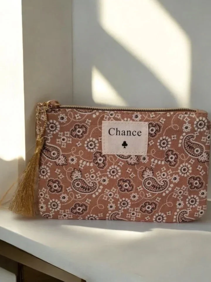 Pochette ocre rouge à motifs bandana Chance