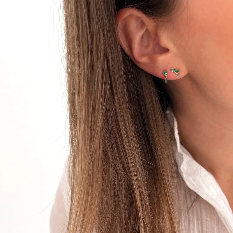 Boucles d'oreilles "Penny" vert plaqué or
