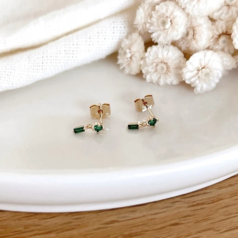 Boucles d'oreilles "Penny" vert plaqué or