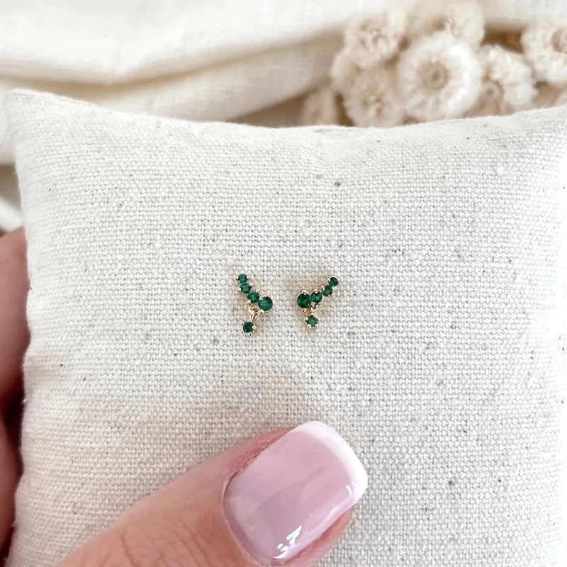 Boucles d'oreilles "Elénie" vert plaqué or