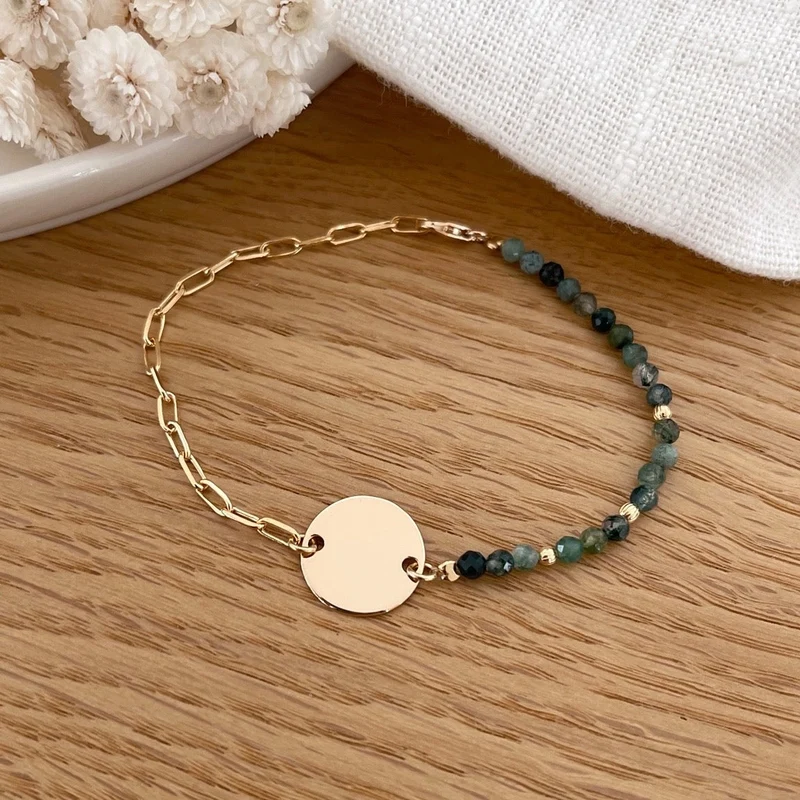 Bracelet "Talia" Agate mousse plaqué or