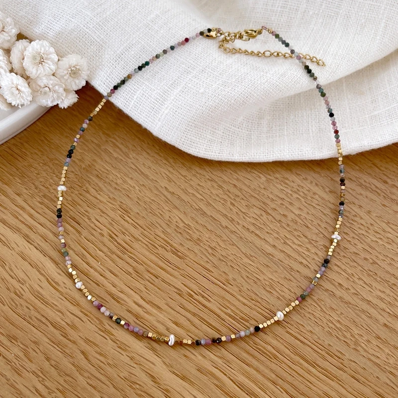 Collier "Wallis" tourmaline acier