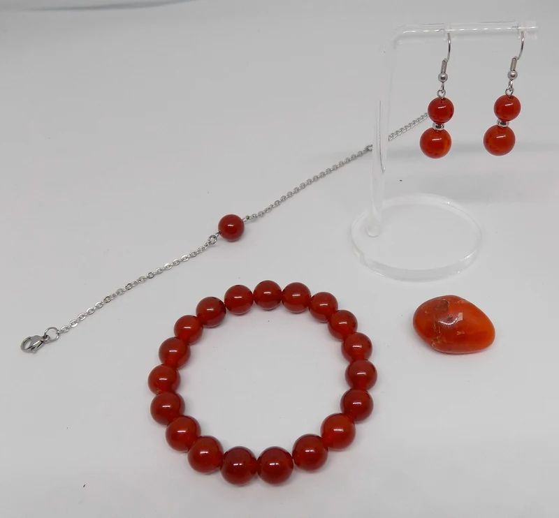 Bracelet à perle de cornaline en acier inoxydable