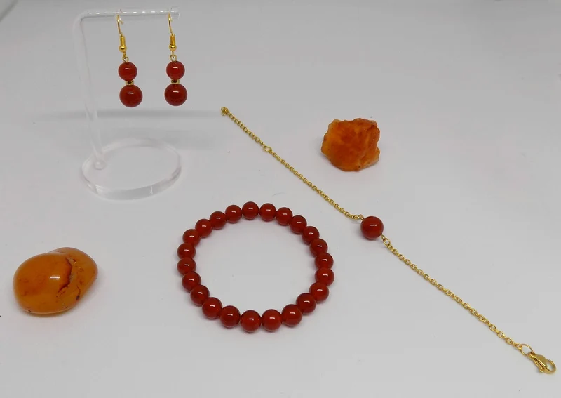 Bracelet à perle de cornaline en acier inoxydable