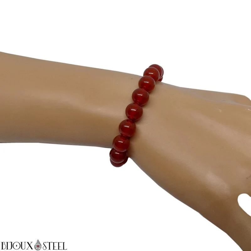 Bracelet en perles de cornaline 8mm