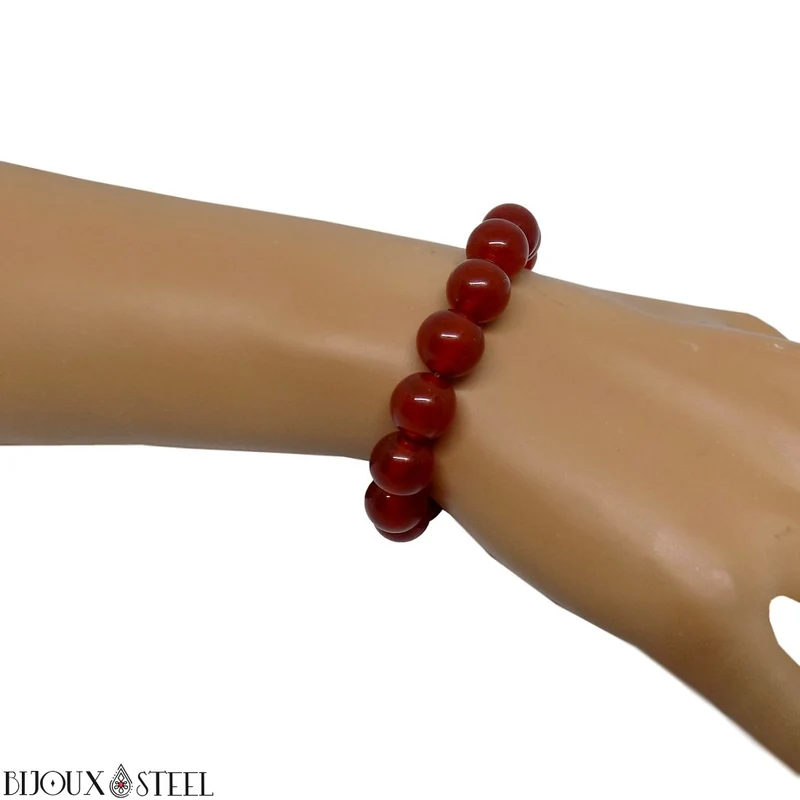 Bracelet en perles de cornaline 10mm
