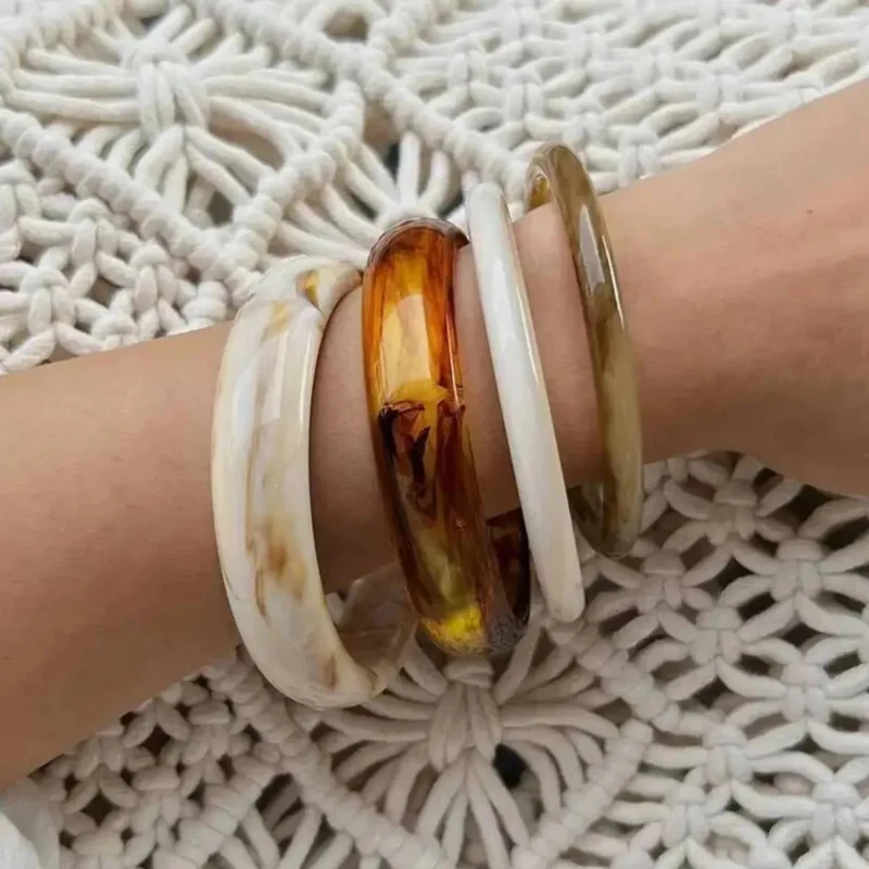 Ensemble Bracelets Résine Bruns