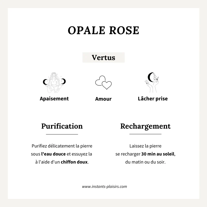 Bracelet "Hamin" opale rose plaqué or