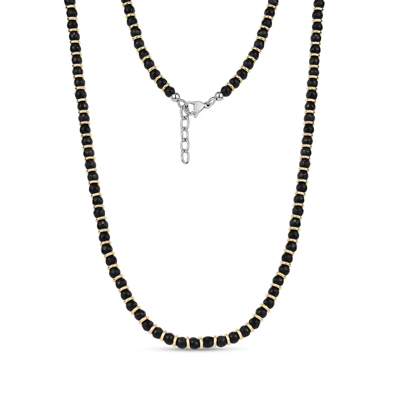 Collier d'agate noire dorée