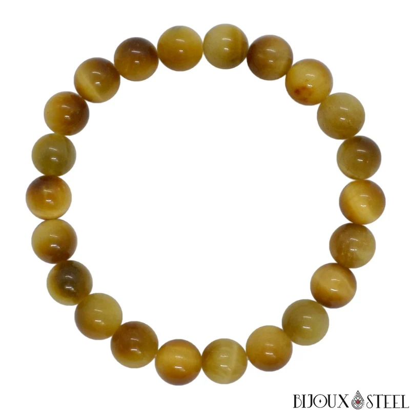 Bracelet en perles d'oeil de tigre caramel 8mm