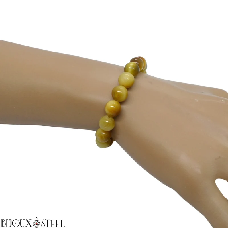 Bracelet en perles d'oeil de tigre caramel 8mm