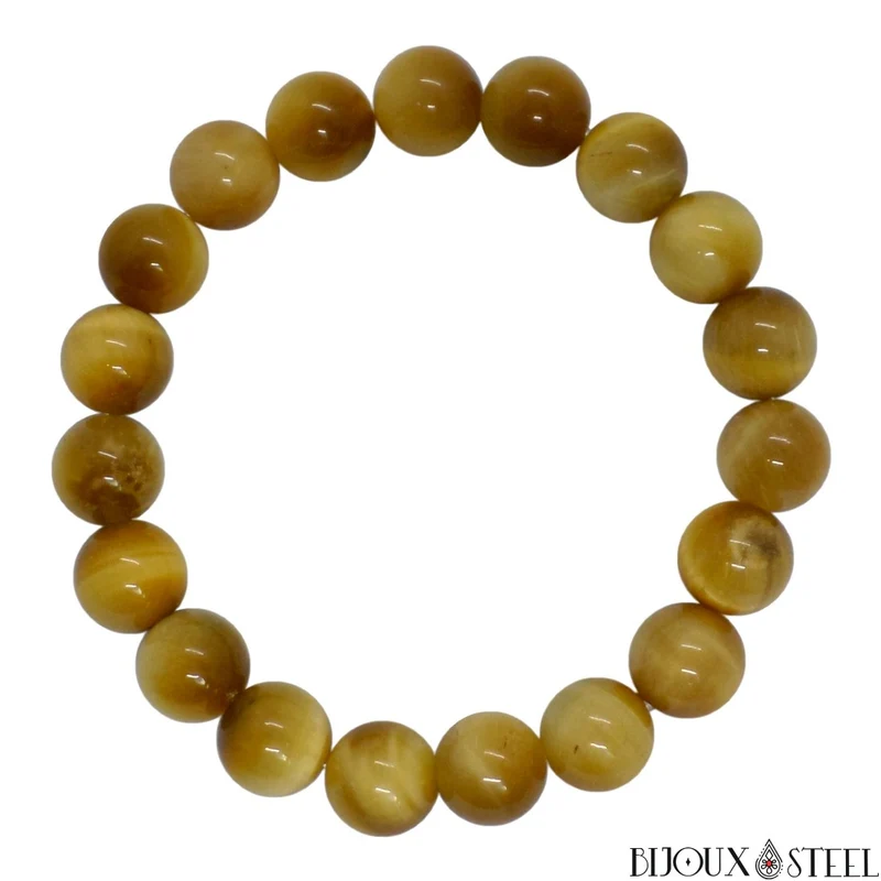 Bracelet en perles d'oeil de tigre caramel 10mm