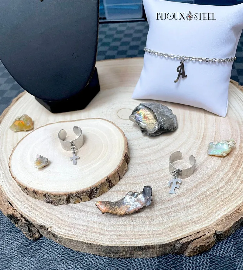 Collier prénom argenté lettres pendantes personnalisables en acier inoxydable