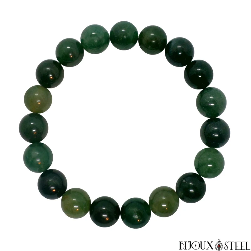 Bracelet en perles d'agate mousse 10mm