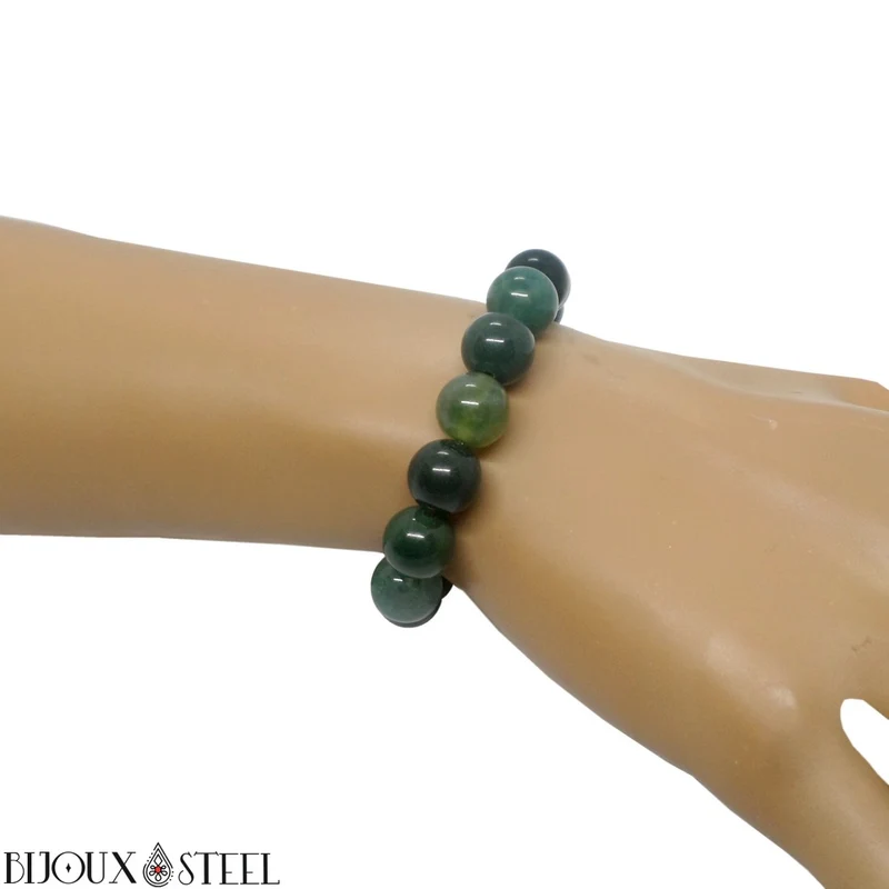 Bracelet en perles d'agate mousse 10mm