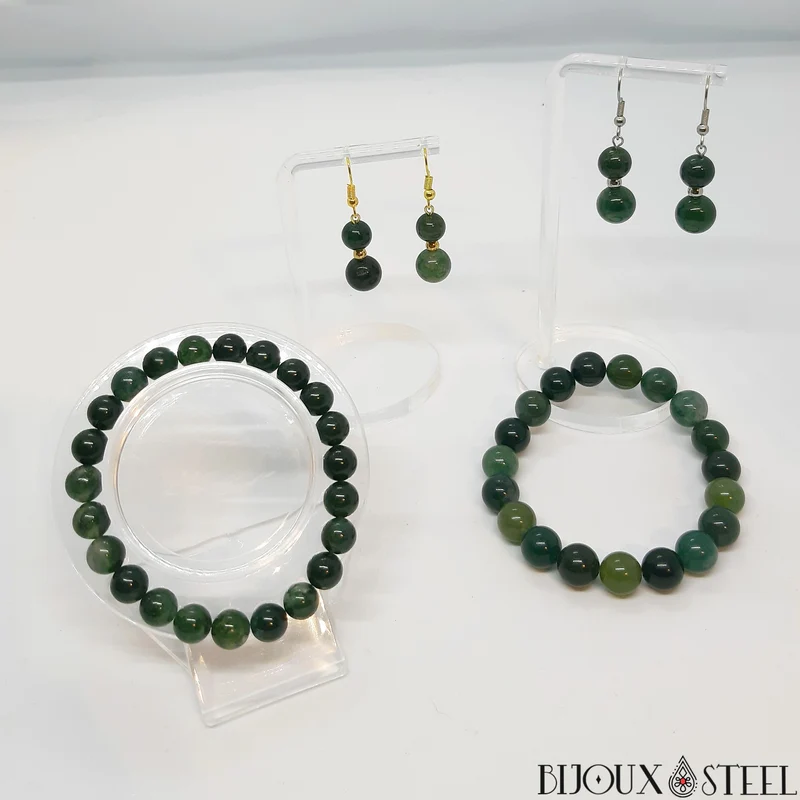 Bracelet en perles d'agate mousse 10mm