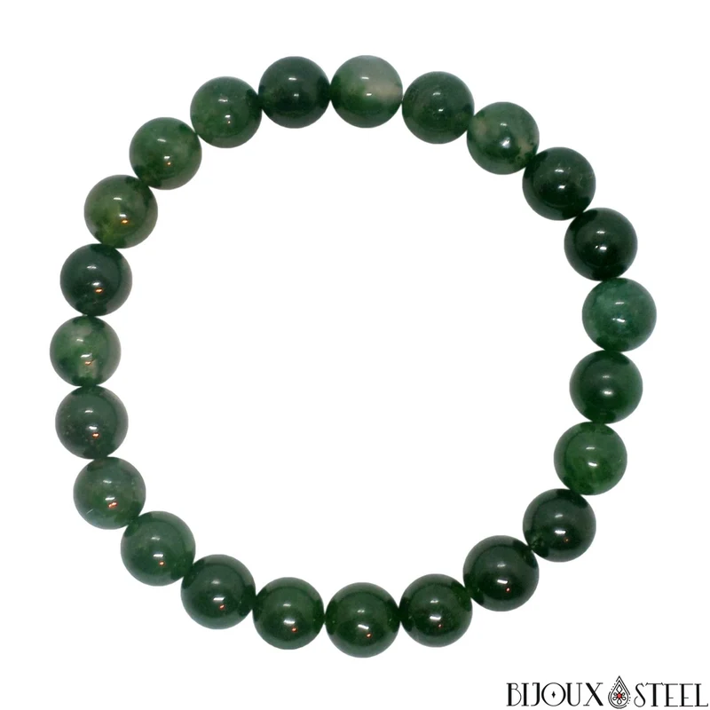 Bracelet en perles d'agate mousse 8mm
