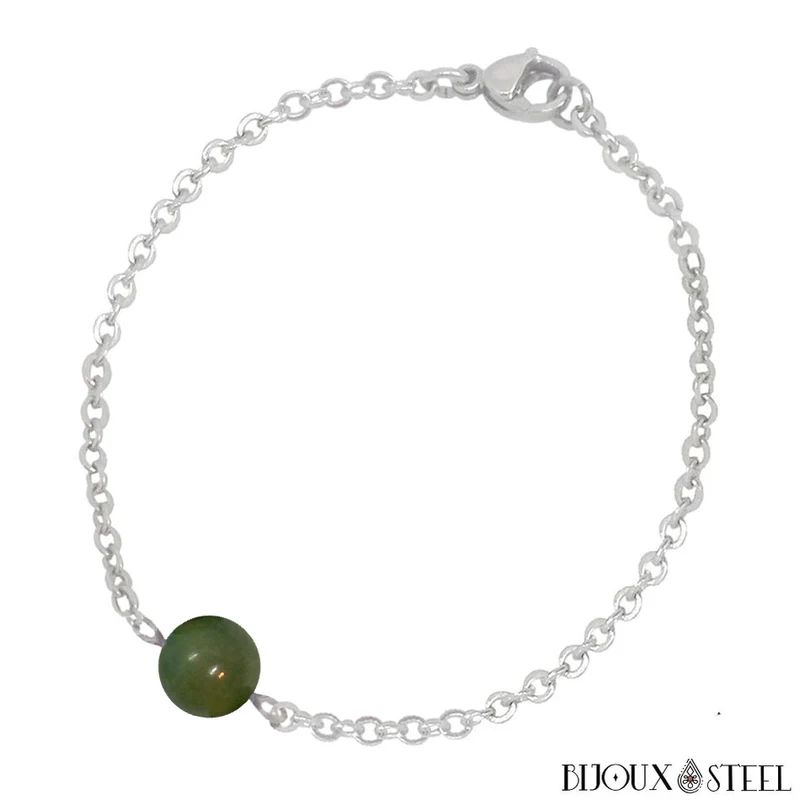 Bracelet à perle d'agate mousse en acier inoxydable
