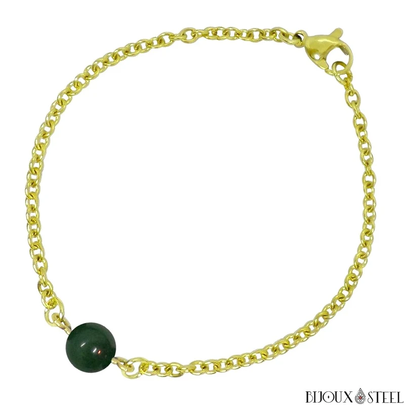 Bracelet à perle d'agate mousse en acier inoxydable
