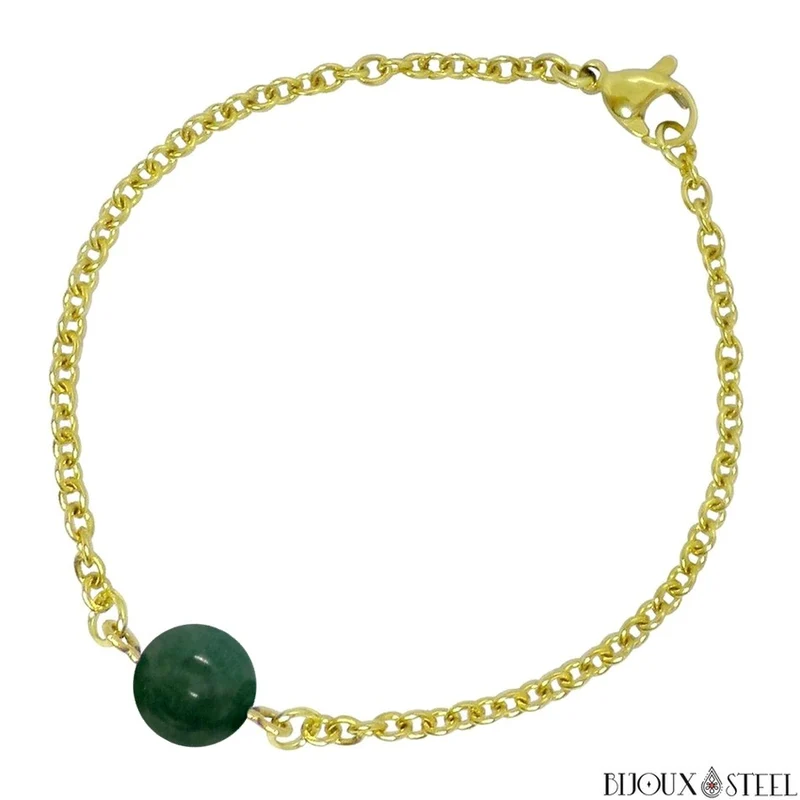 Bracelet à perle d'agate mousse en acier inoxydable