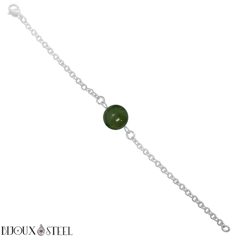 Bracelet à perle d'agate mousse en acier inoxydable