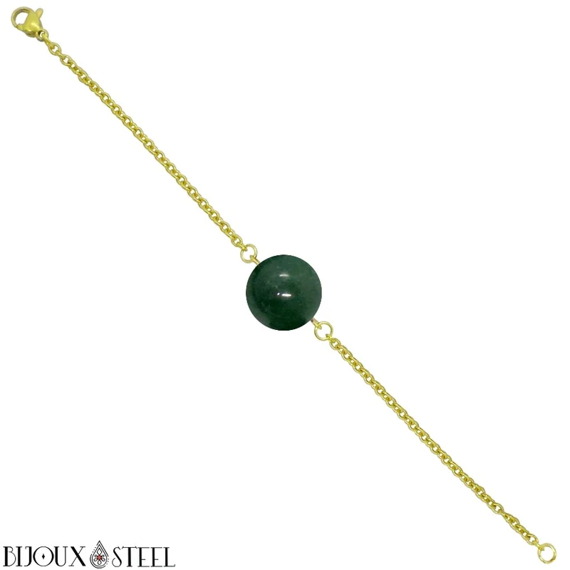 Bracelet à perle d'agate mousse en acier inoxydable