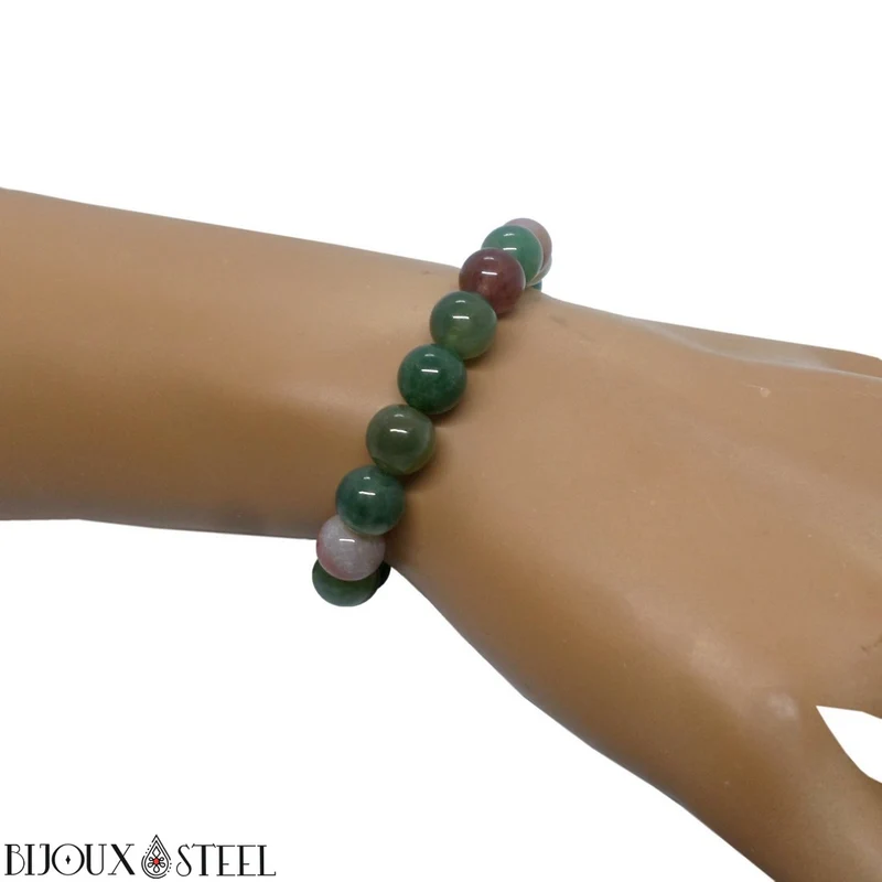 Bracelet en perles d'agate indienne 8mm