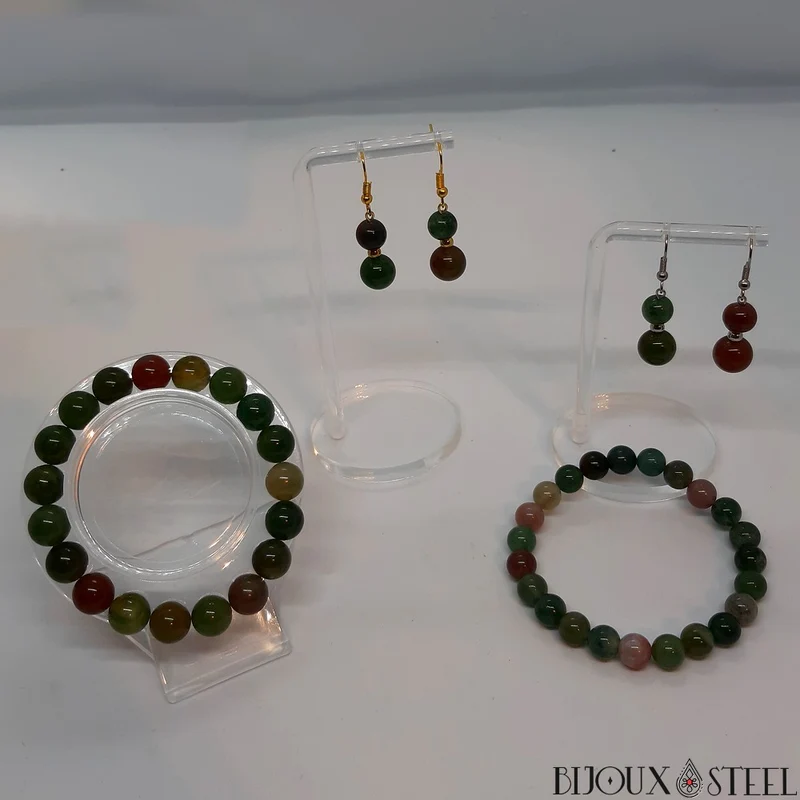 Bracelet en perles d'agate indienne 10mm