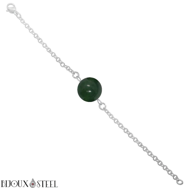 Bracelet à perle d'agate indienne en acier inoxydable