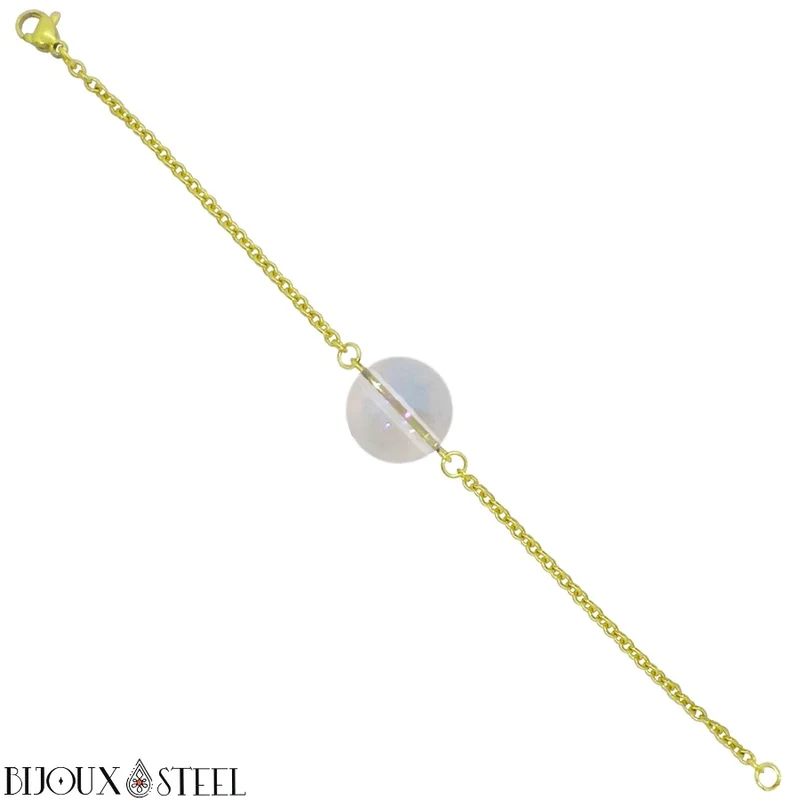 Bracelet à perle de quartz angel aura en acier inoxydable