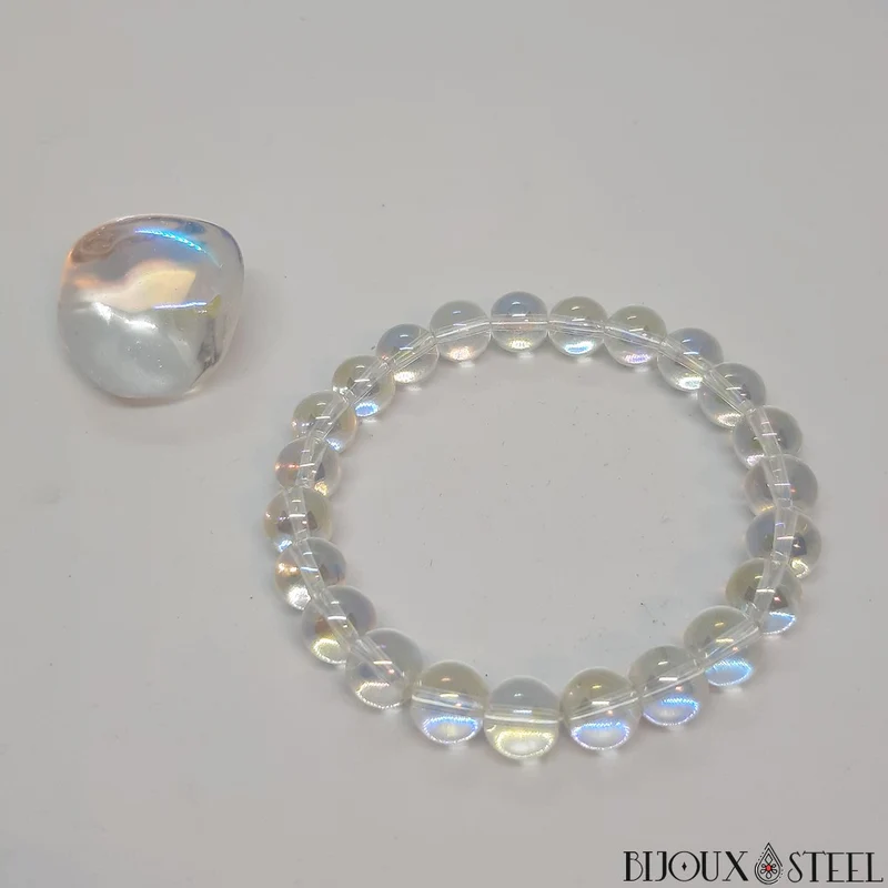 Bracelet en perles de quartz angel aura 8mm