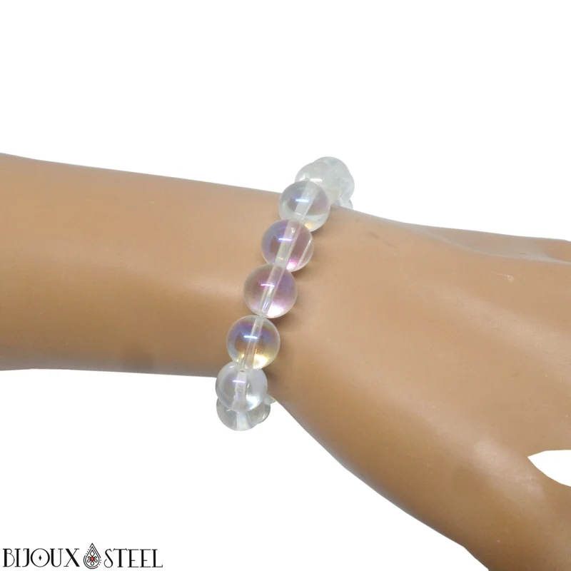 Bracelet en perles de quartz angel aura 10mm