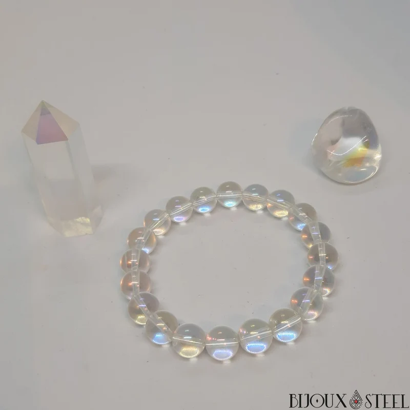 Bracelet en perles de quartz angel aura 10mm