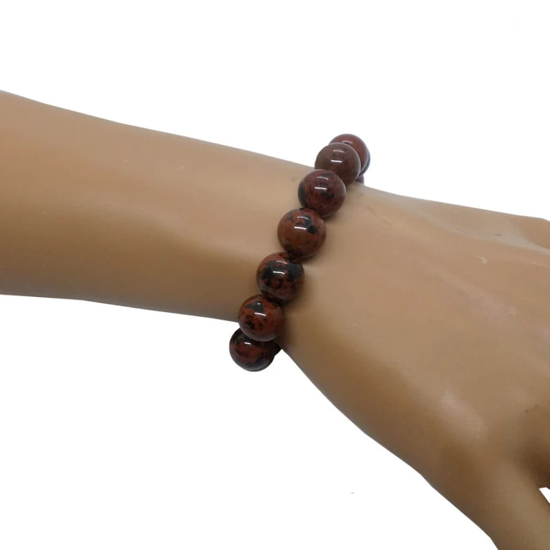 Bracelet en perles d'obsidienne acajou 10mm