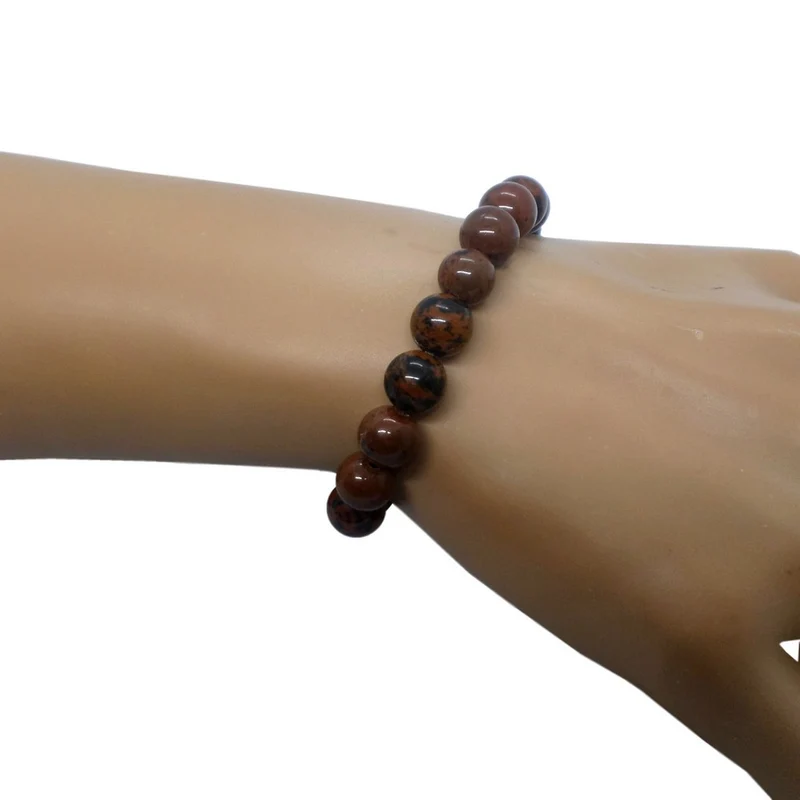 Bracelet en perles d'obsidienne acajou 8mm