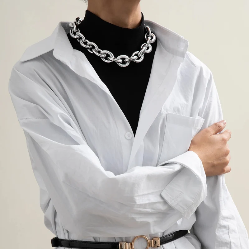 Collier Grosse Maille Argenté