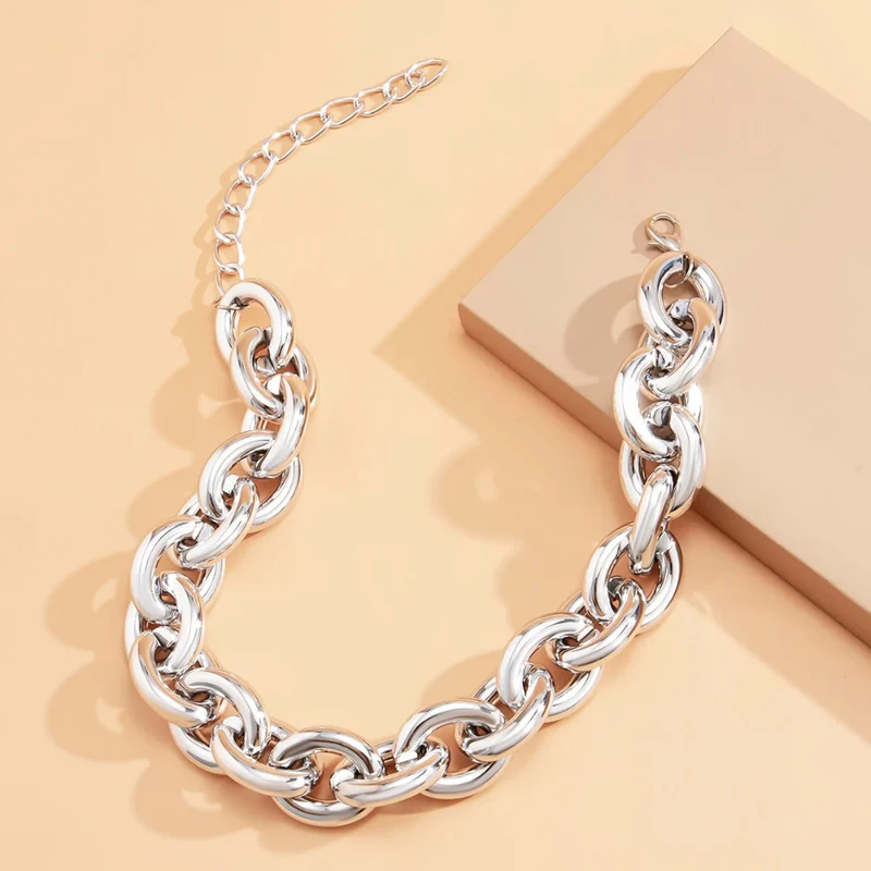 Collier Grosse Maille Argenté