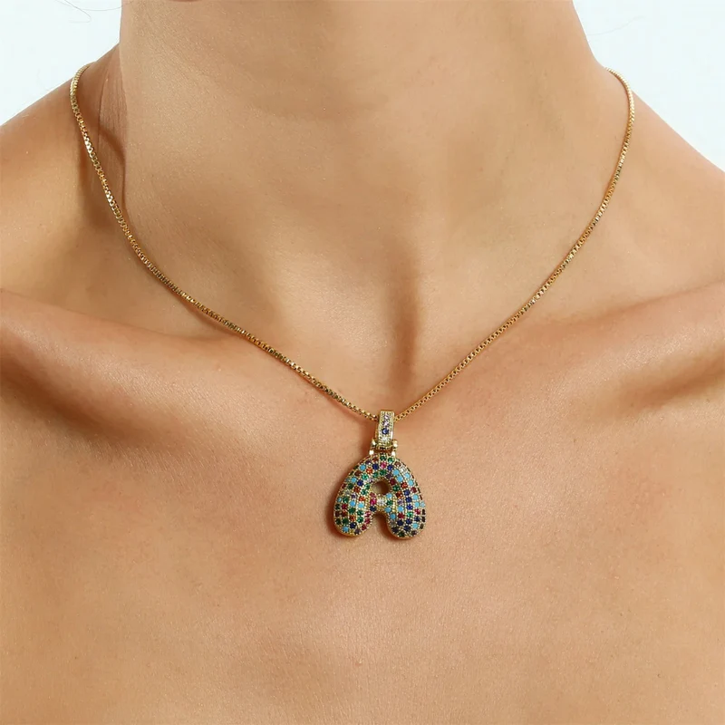 Collier Lettre Bubble Couleur