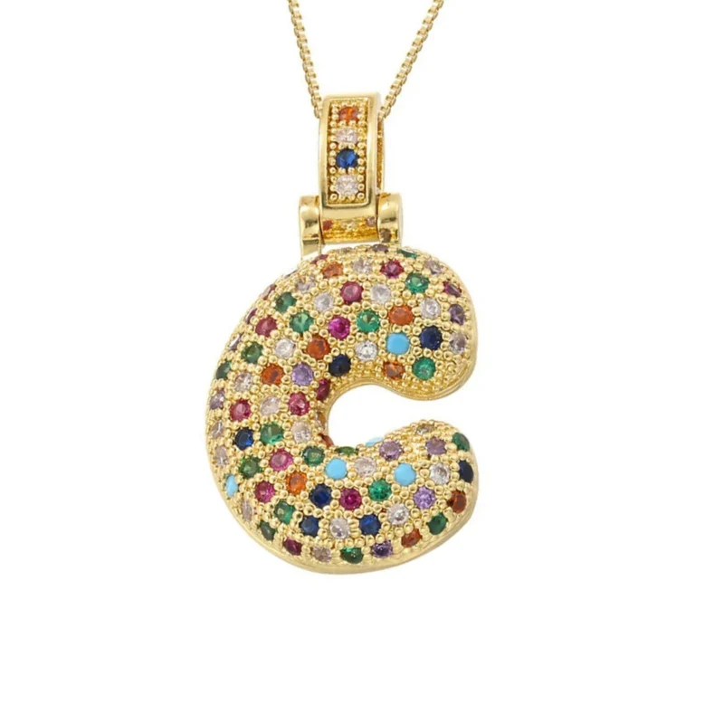 Collier Lettre Bubble Couleur