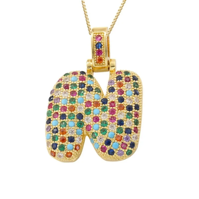 Collier Lettre Bubble Couleur