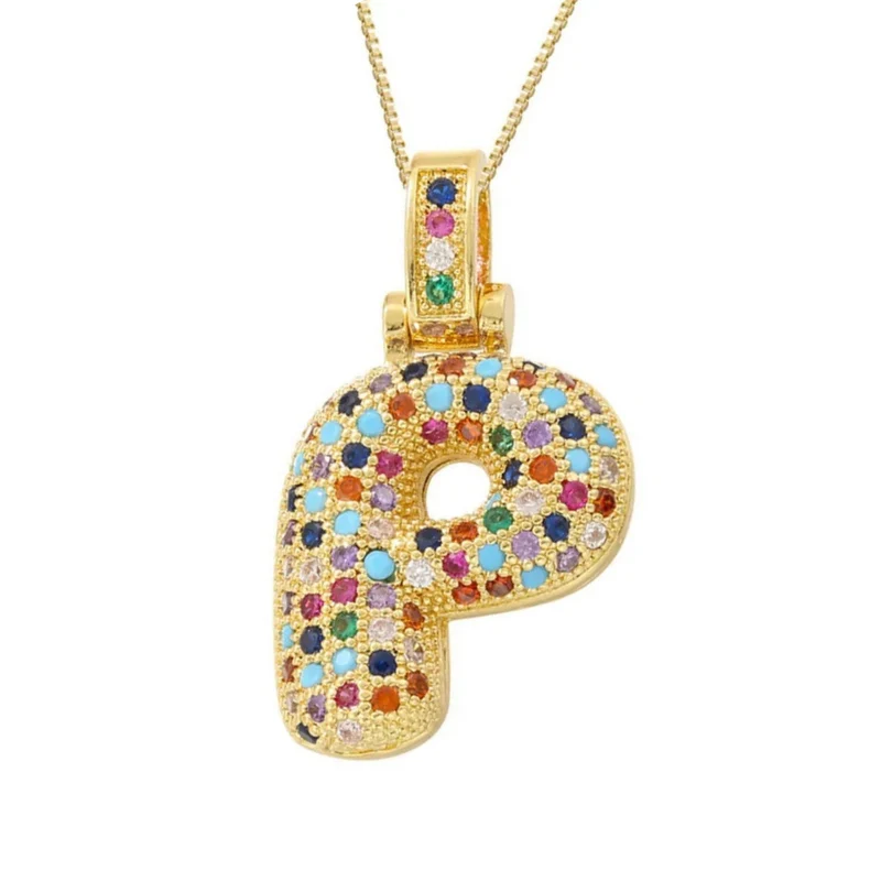 Collier Lettre Bubble Couleur