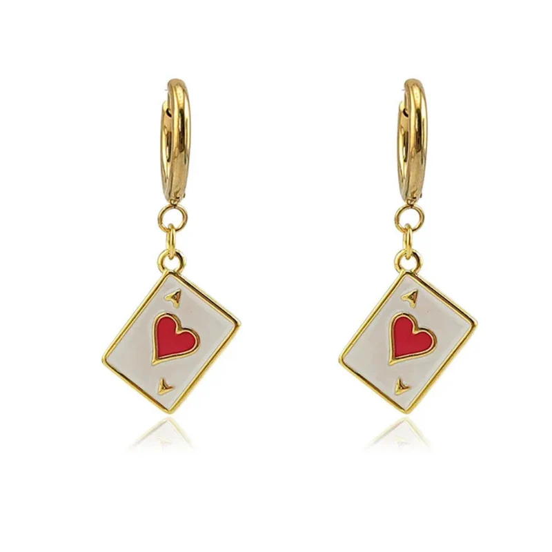 Boucles d'Oreilles Carte As de Cœur