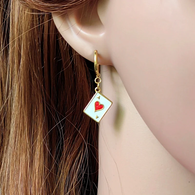 Boucles d'Oreilles Carte As de Cœur