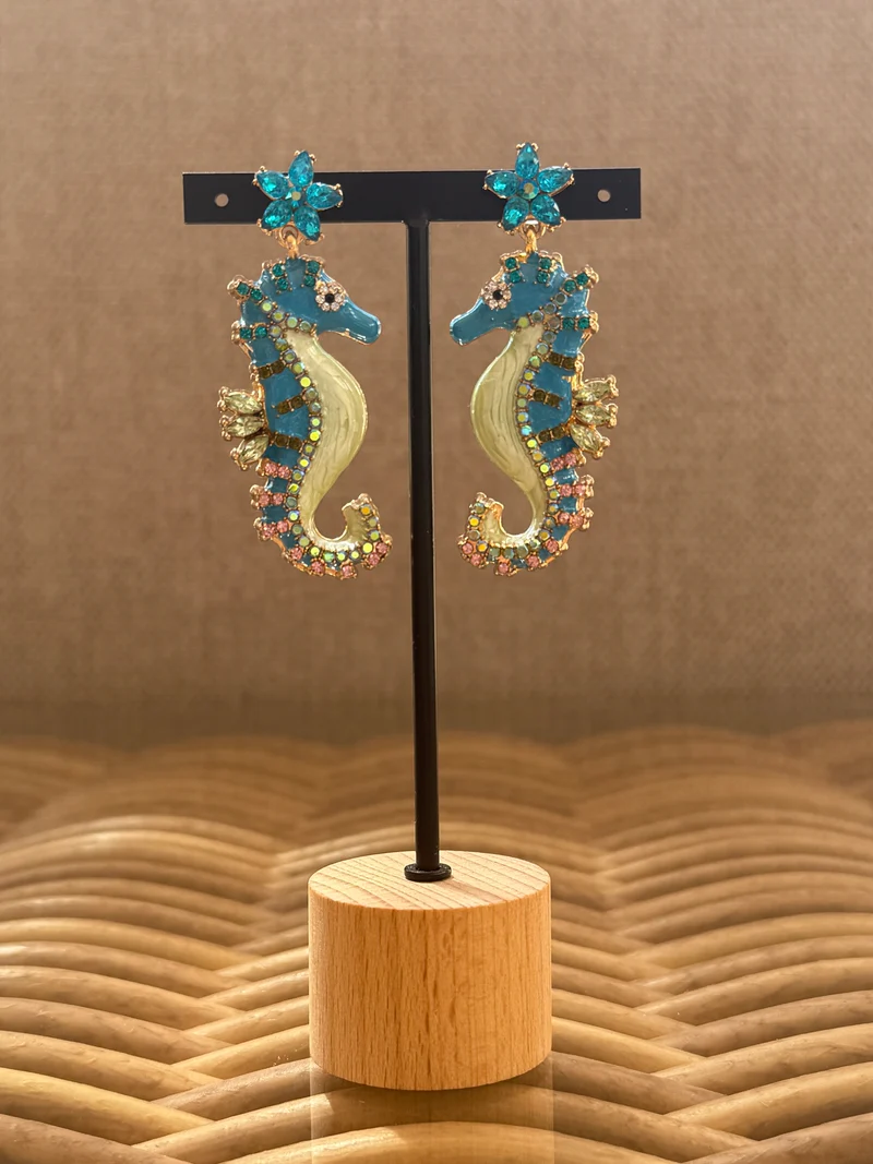HIPPOCAMPE - BOUCLES D'OREILLES AVEC STRASS